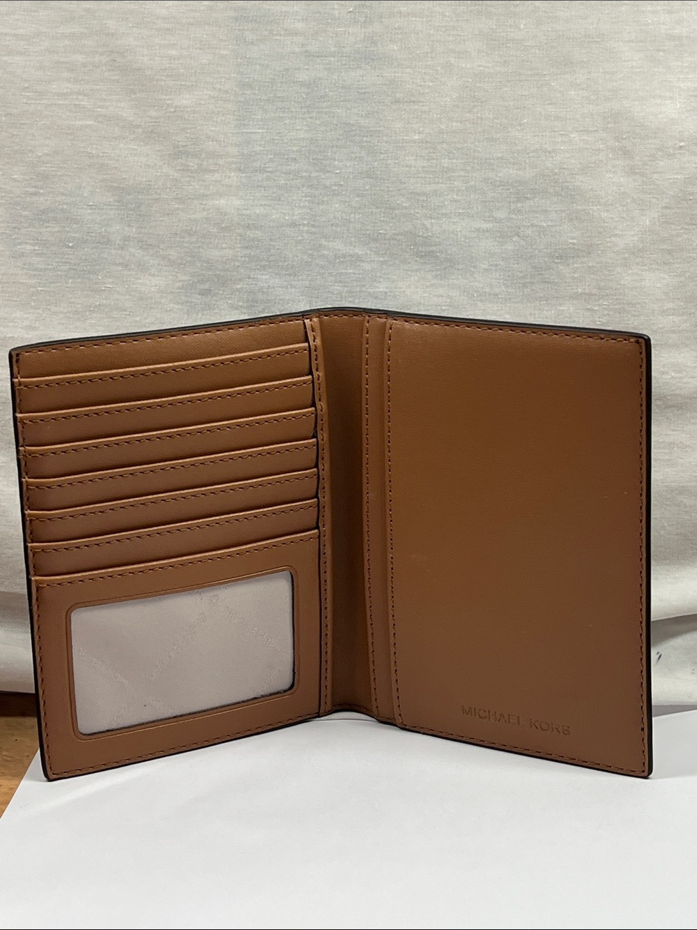 Michael Kors Brown Logo Card & Passport Holder with Gold Logo - Picture 2 of 3